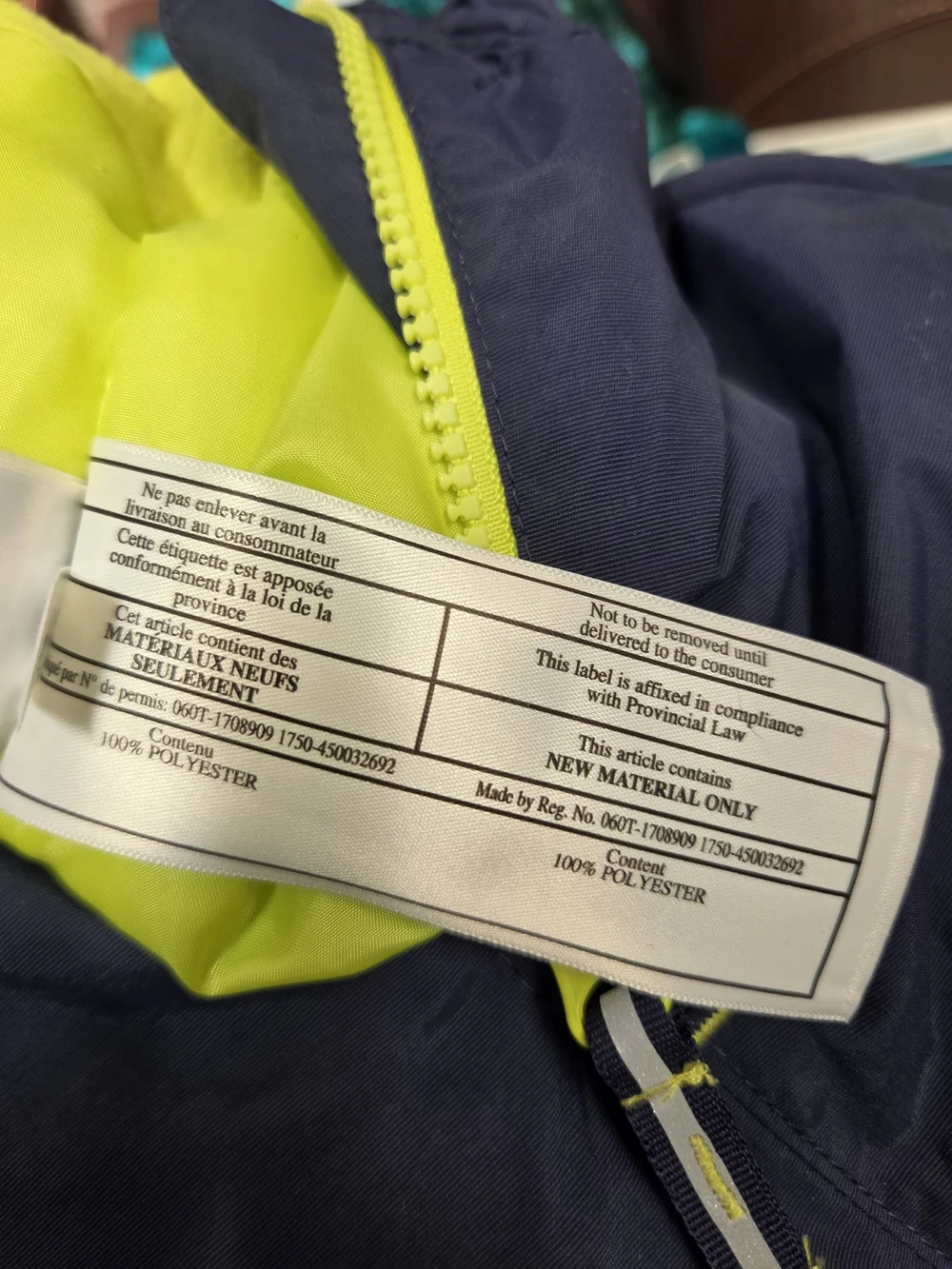 Kids Navy Snow Bib with Lime Zipper